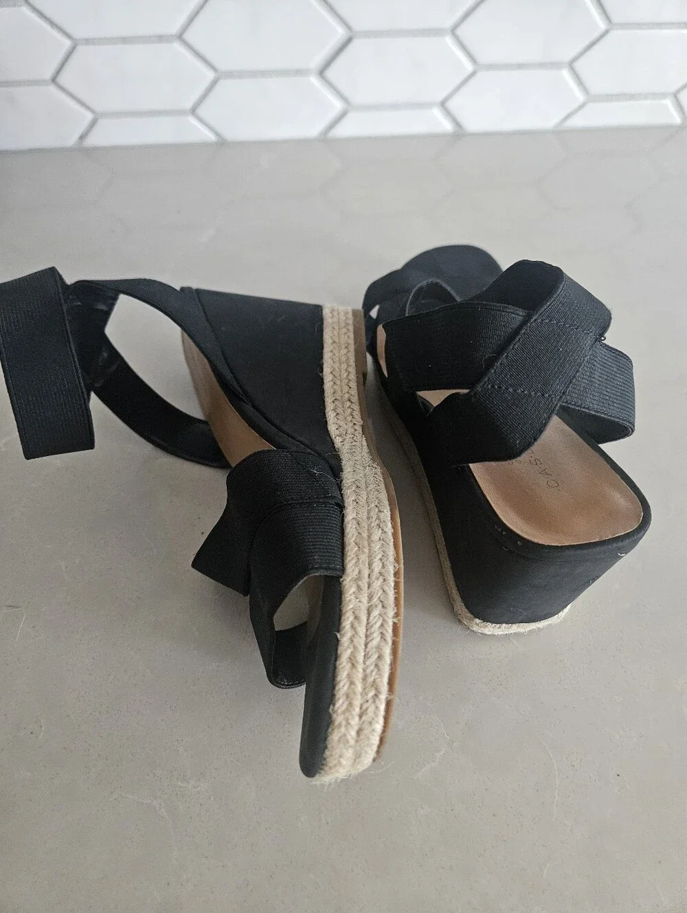 Caslon Black Espadrille Wedge Ankle-Tie Sandals